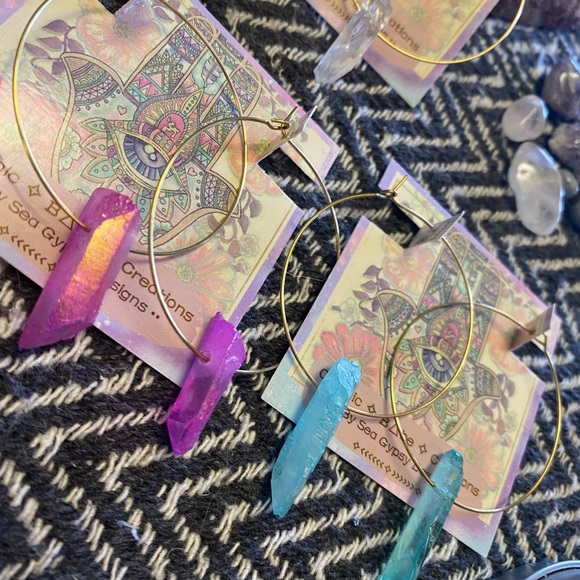 Pretty in pink brass boho babe earrings - Picture 3 of 4